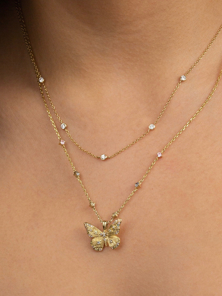 Butterfly Rainbow & Gold Necklace