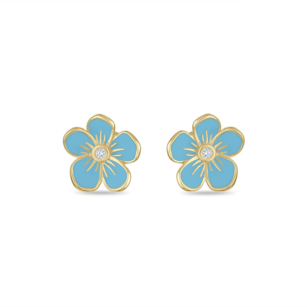 Small Florette Studs in Forget-Me-Not Blue