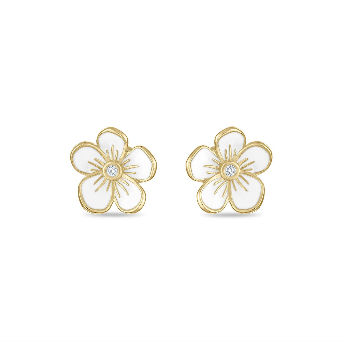 Small Florette Studs in White