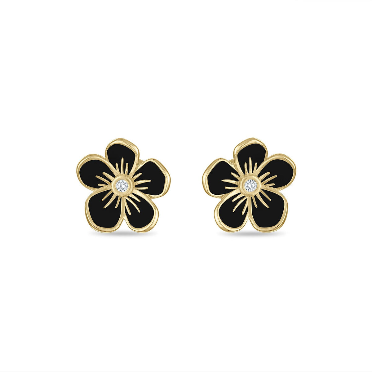 Small Florette Studs in Black