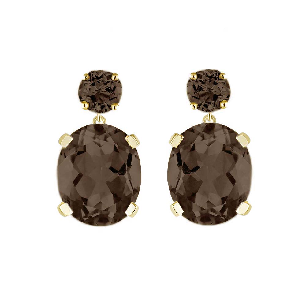 Yellow Gold Smoky Quartz Drop Earrings