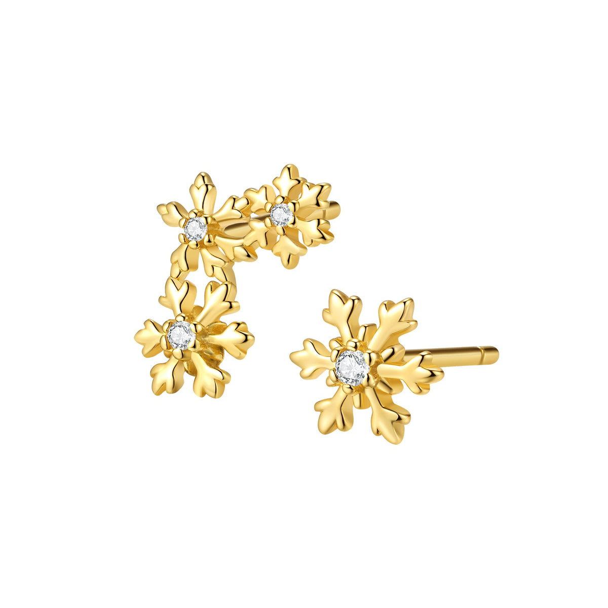 Snowflake Trio Stud Earrings Sterling Silver
