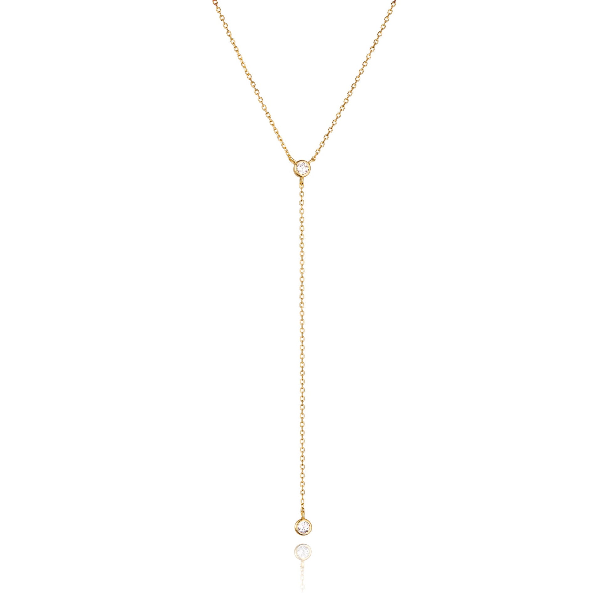 Gold Diamond Style Lariat Necklace