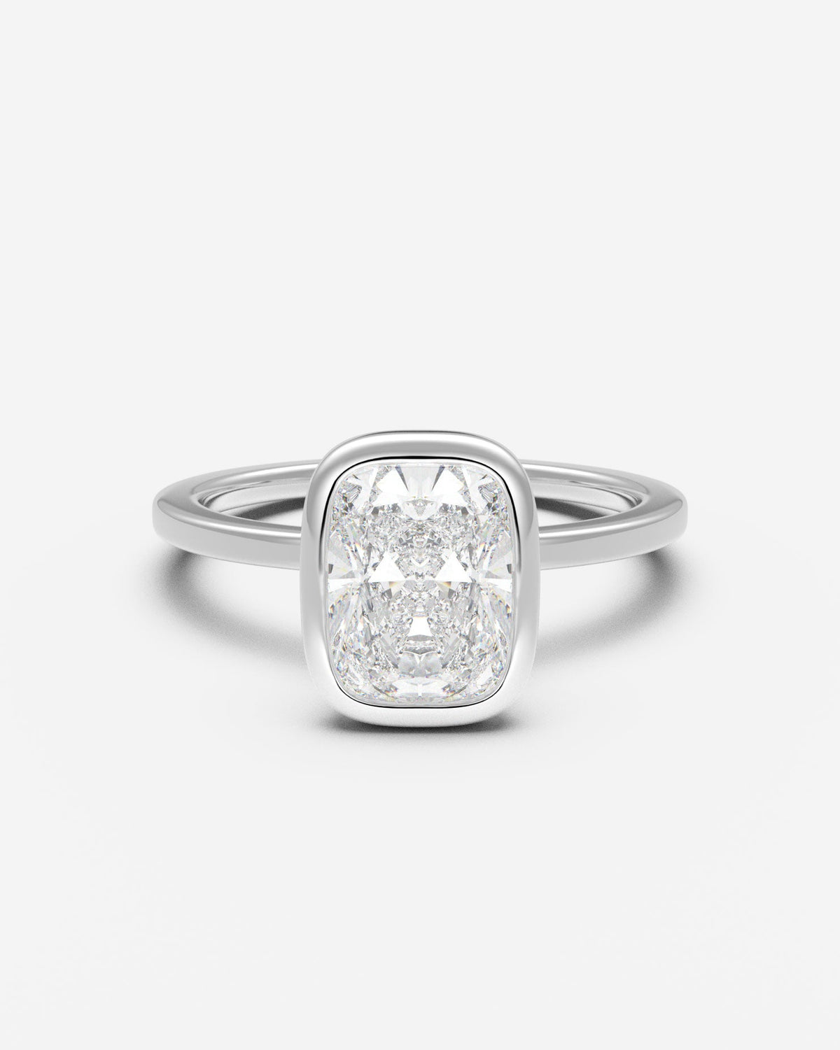 The Square Bezel Solitaire — Elongated Cushion