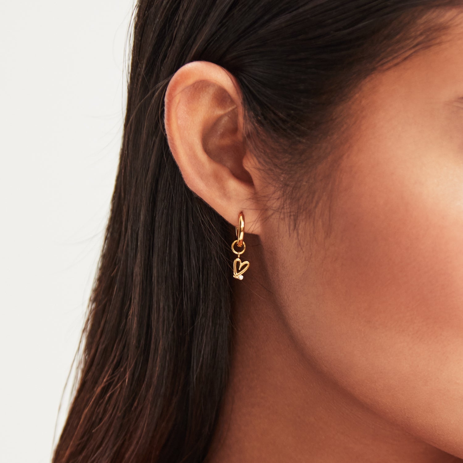 Stories Doodle Heart Huggie Hoops (Gold)