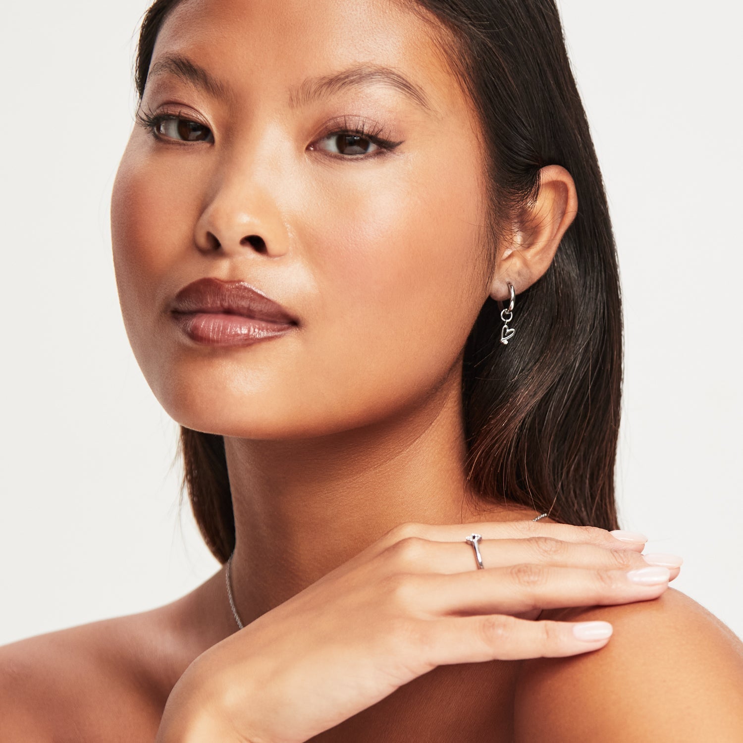 Stories Doodle Heart Huggie Hoops (Silver)