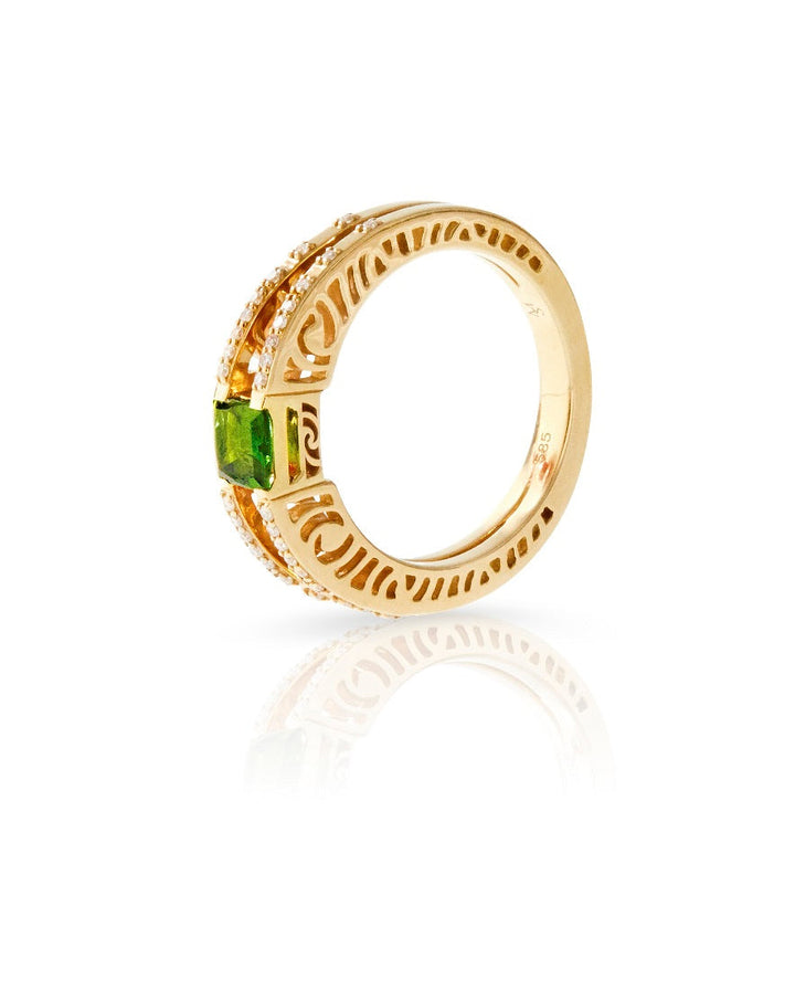 Split Shank Stacking Ring With Square Stone