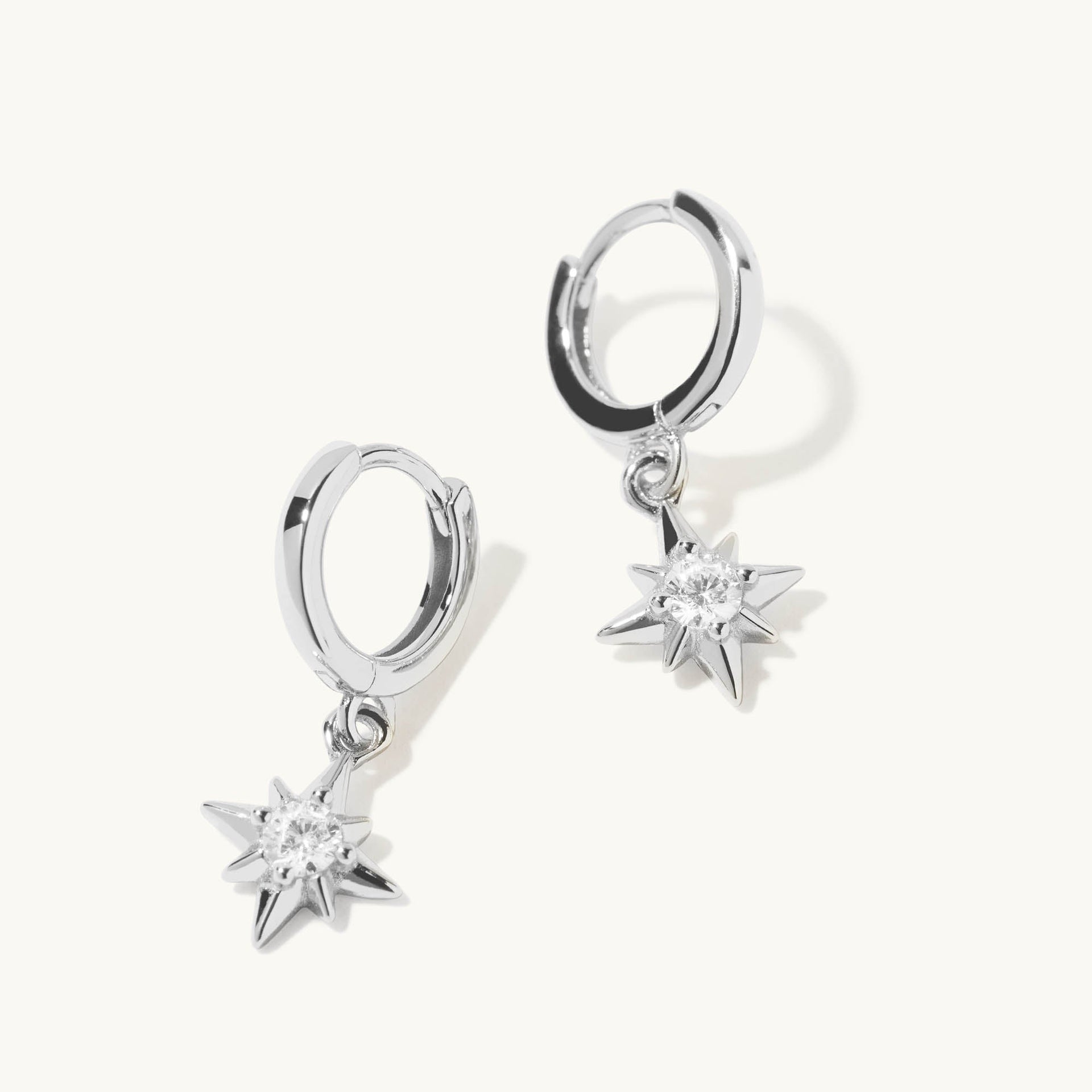 Crystal Star Hoops Silver