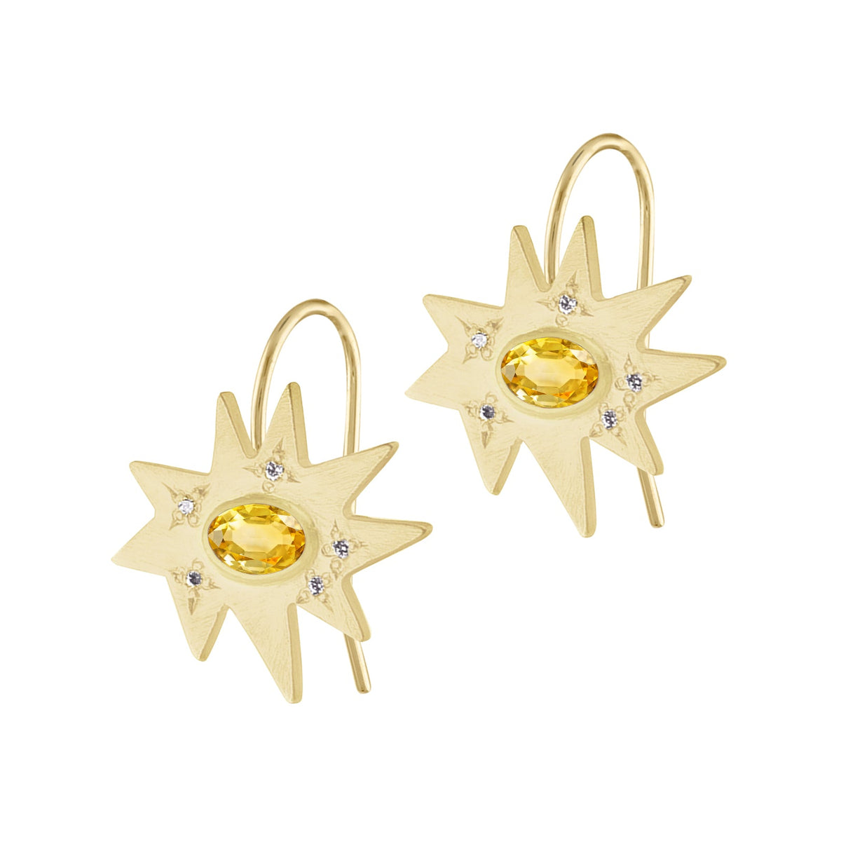 Gold Midi KAPOW! Earrings: Citrine