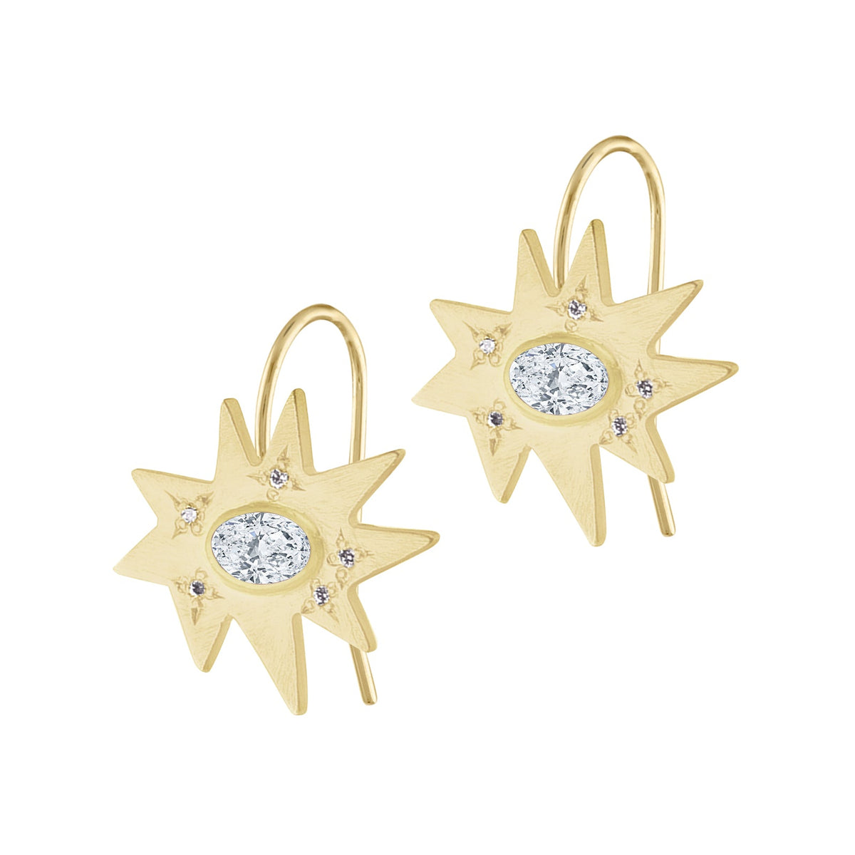 Gold Midi KAPOW! Earrings: Diamond
