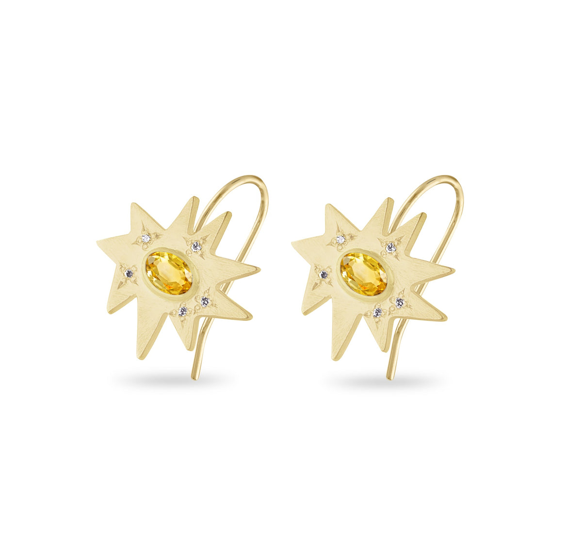 Gold Midi KAPOW! Earrings: Citrine