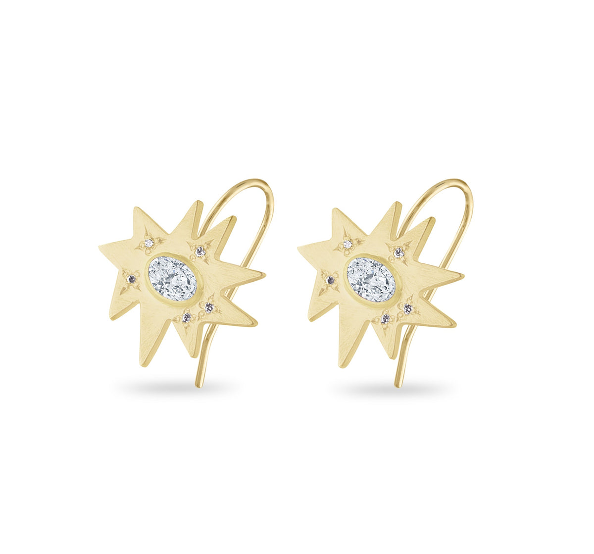 Gold Midi KAPOW! Earrings: Diamond