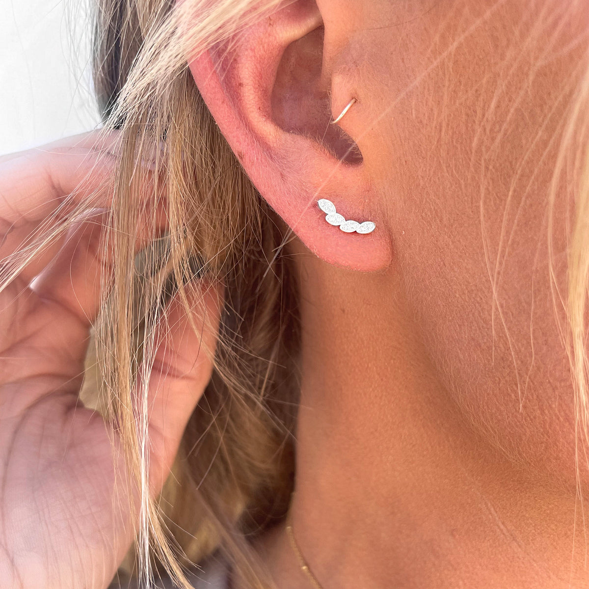 Sterling Silver Leaf Stud Earrings