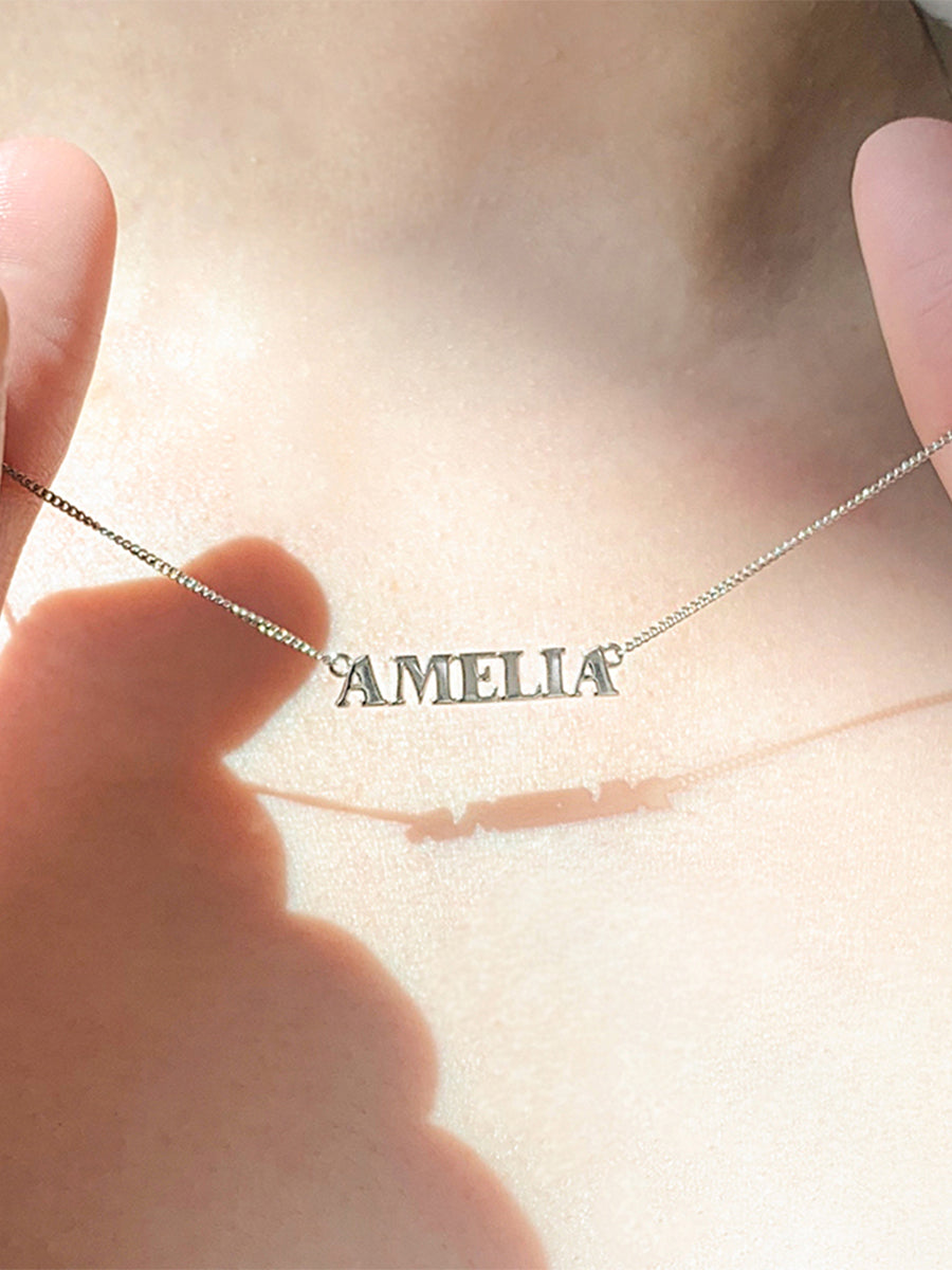Sterling Silver Nameplate Necklace With Curb Chain