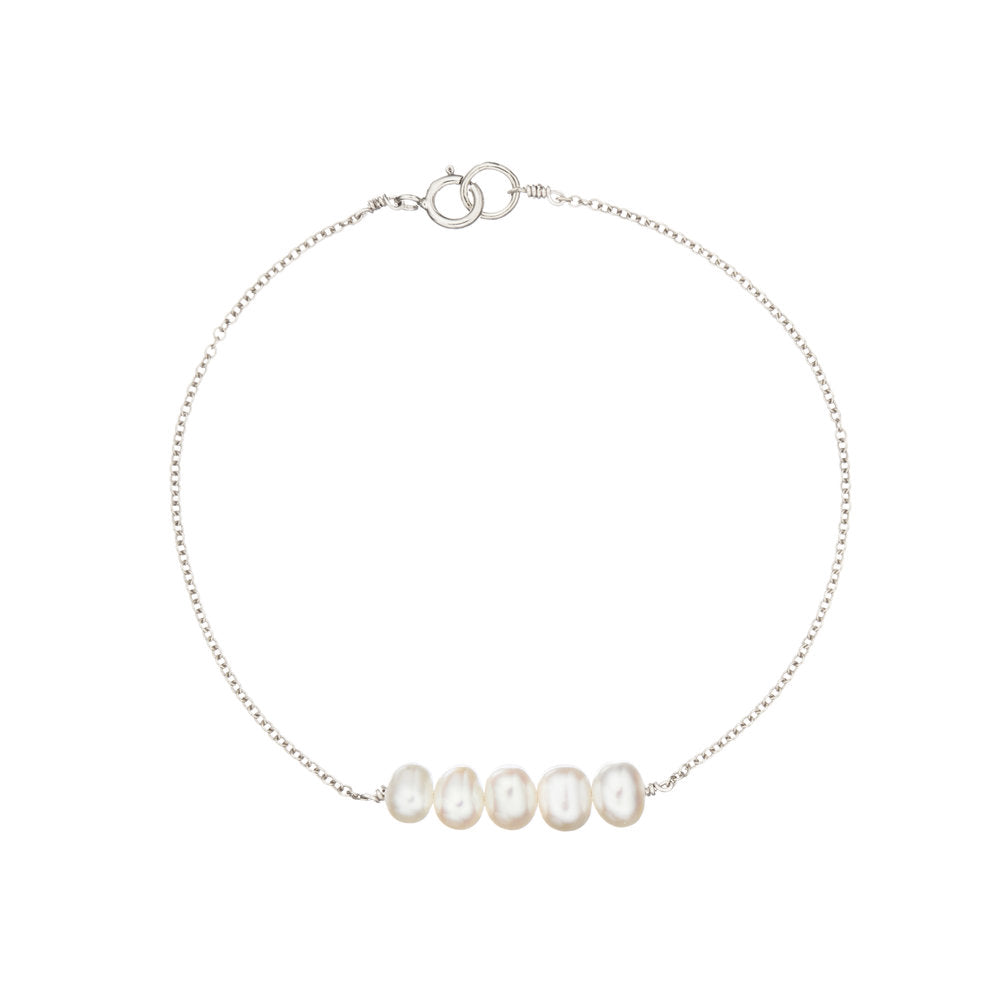 Silver Pearl Cluster Bracelet