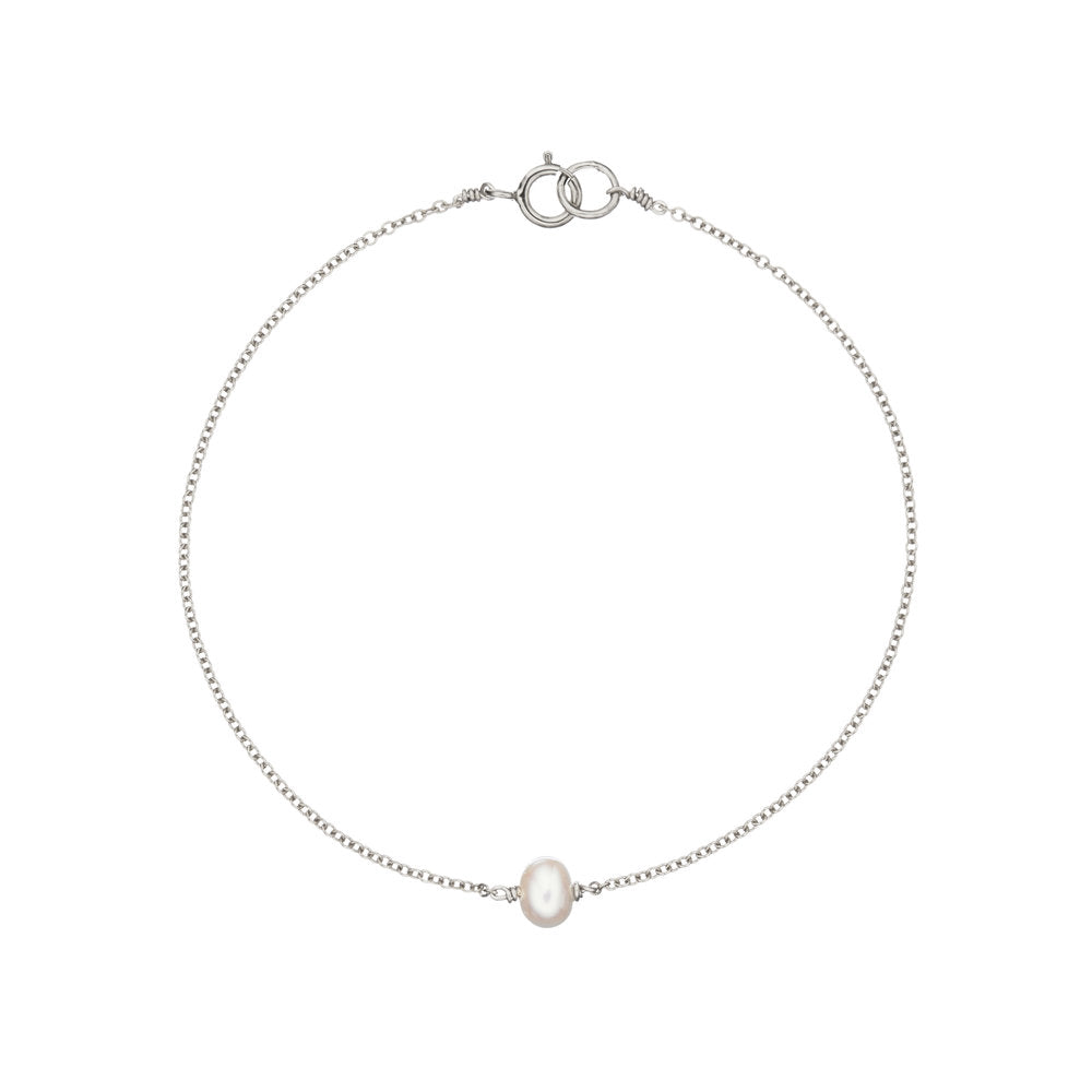 Silver Single Pearl Bracelet