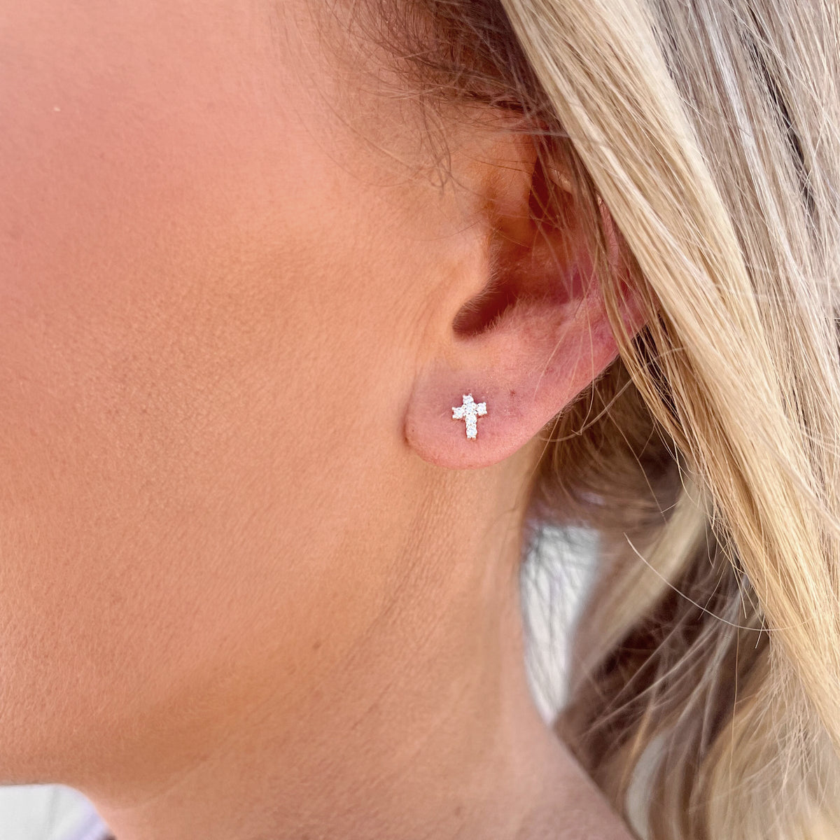 Studded Cross Earrings