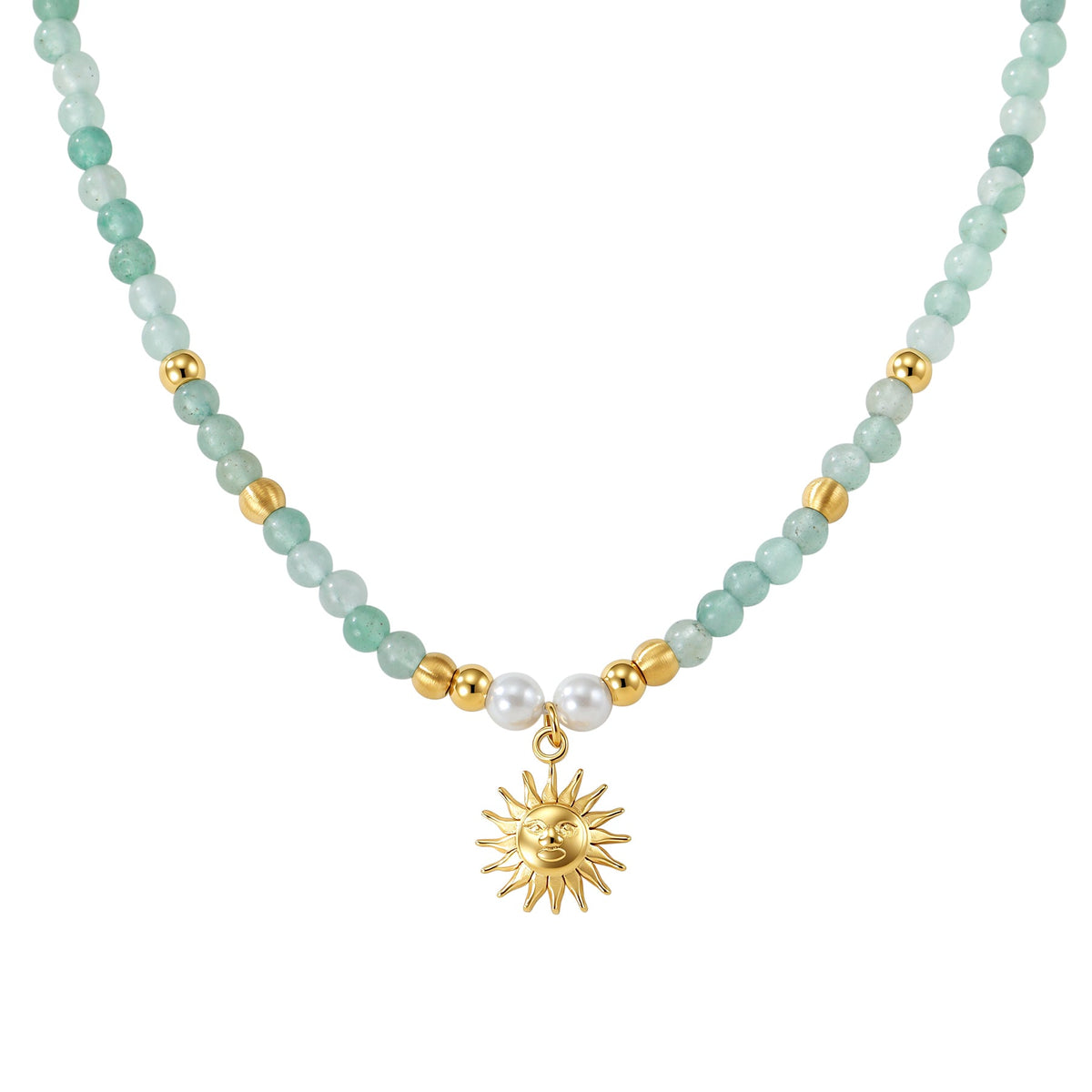 Sun Charm Pearl Bead Necklace Waterproof