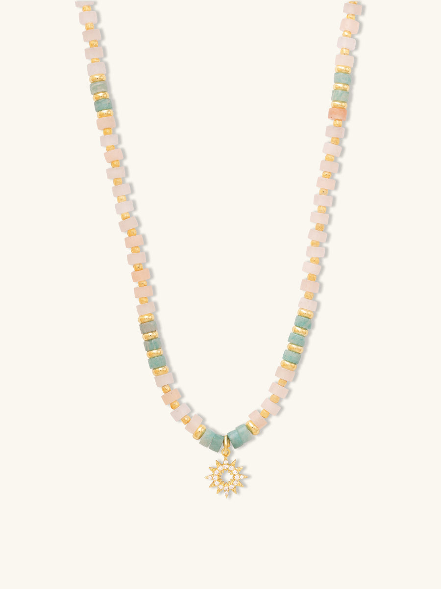 Sun Hues Beaded Gold Necklace