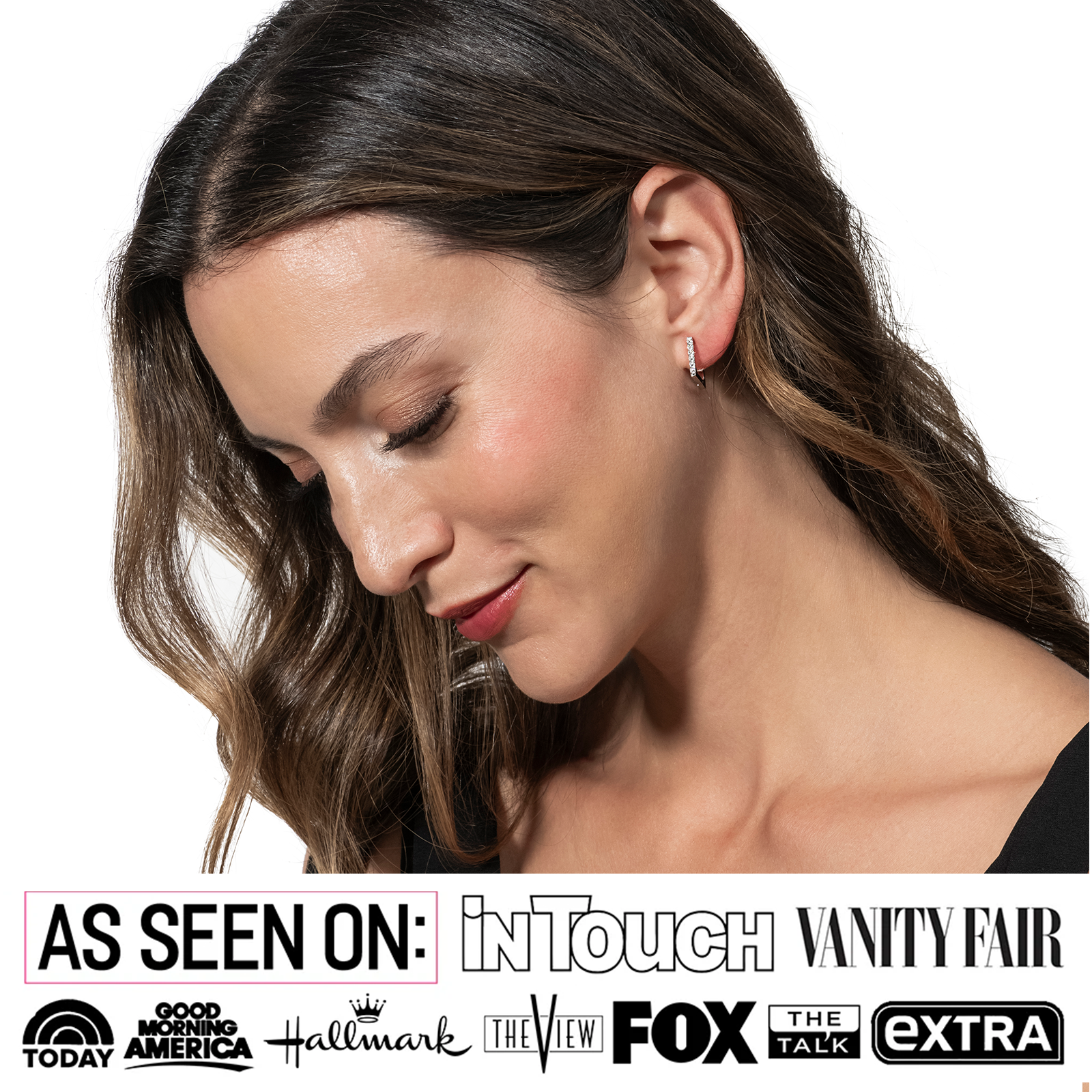 Sydney 18k White Gold Plated 14mm Square Hoop Earrings with Swarovski Crystals