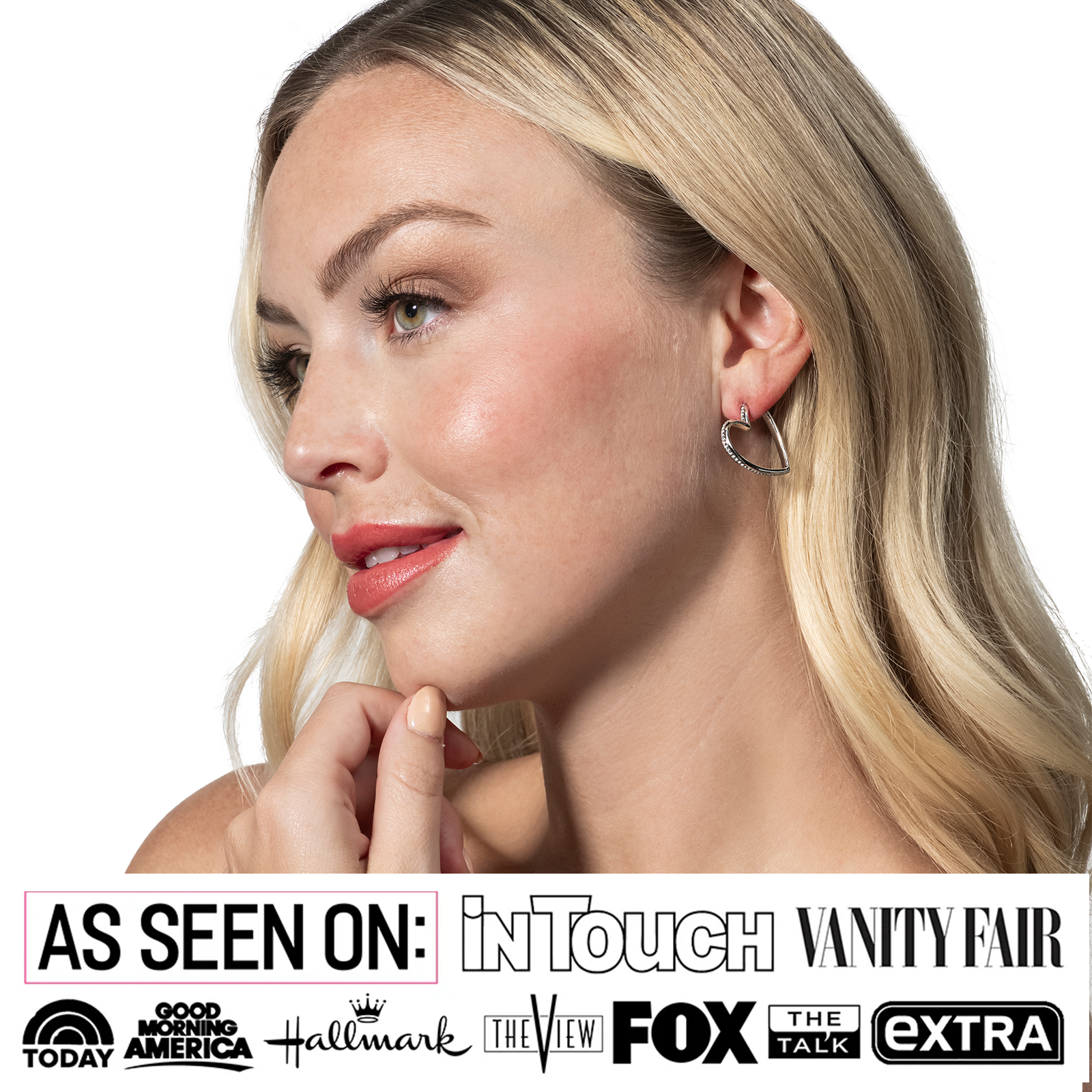 Sylvia 18k White Gold Plated 25mm Heart Hoop Earrings with Swarovski Crystals