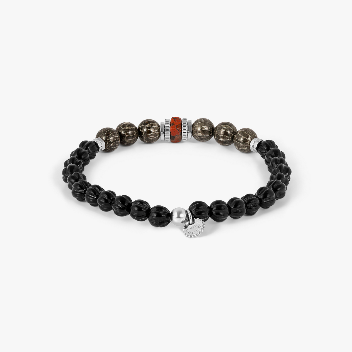 Bryozoan Pebble Bracelet in Black Agate With Sterling Silver | Limited Edition