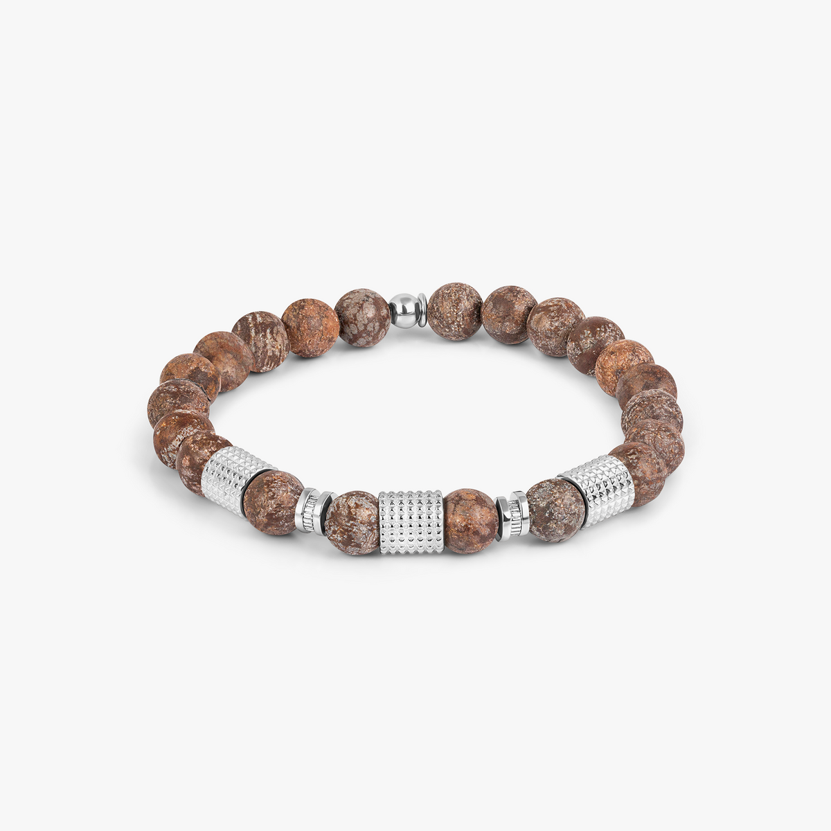 Giza Tubo Semi-Precious Bracelet In Snowflake Obsidian With Sterling Silver