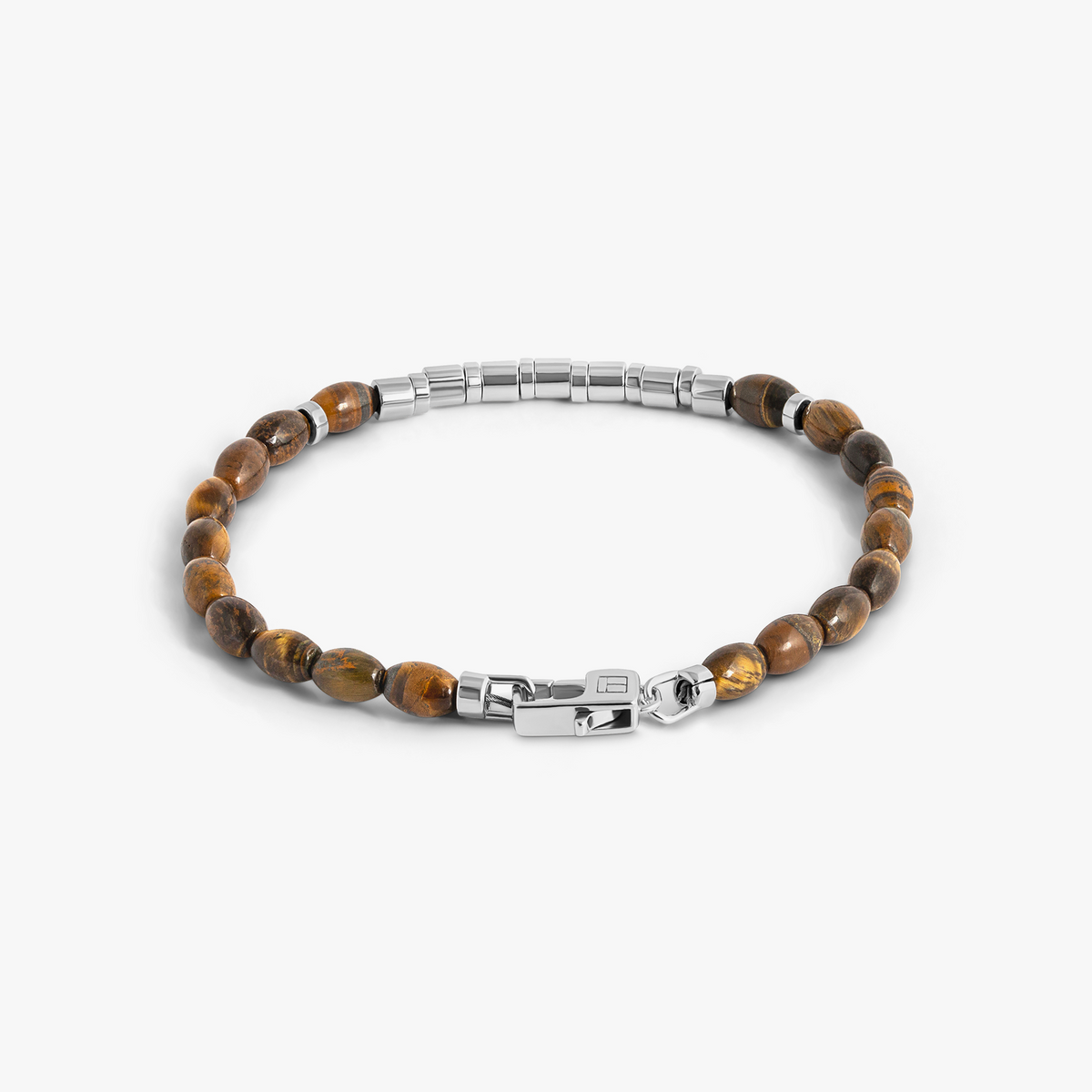 Coffee Bamboo Bracelet in Tiger Eye With Sterling Silver