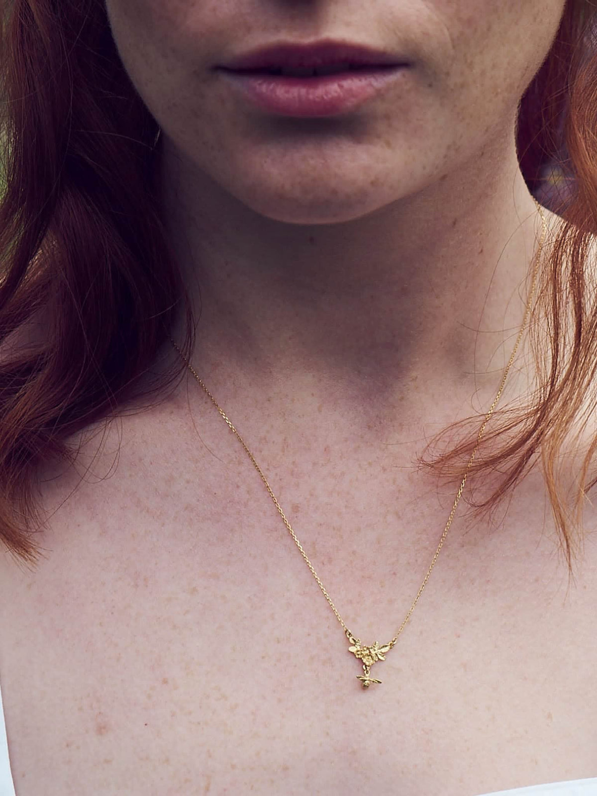 Floral Cluster Necklace with Bee Drop