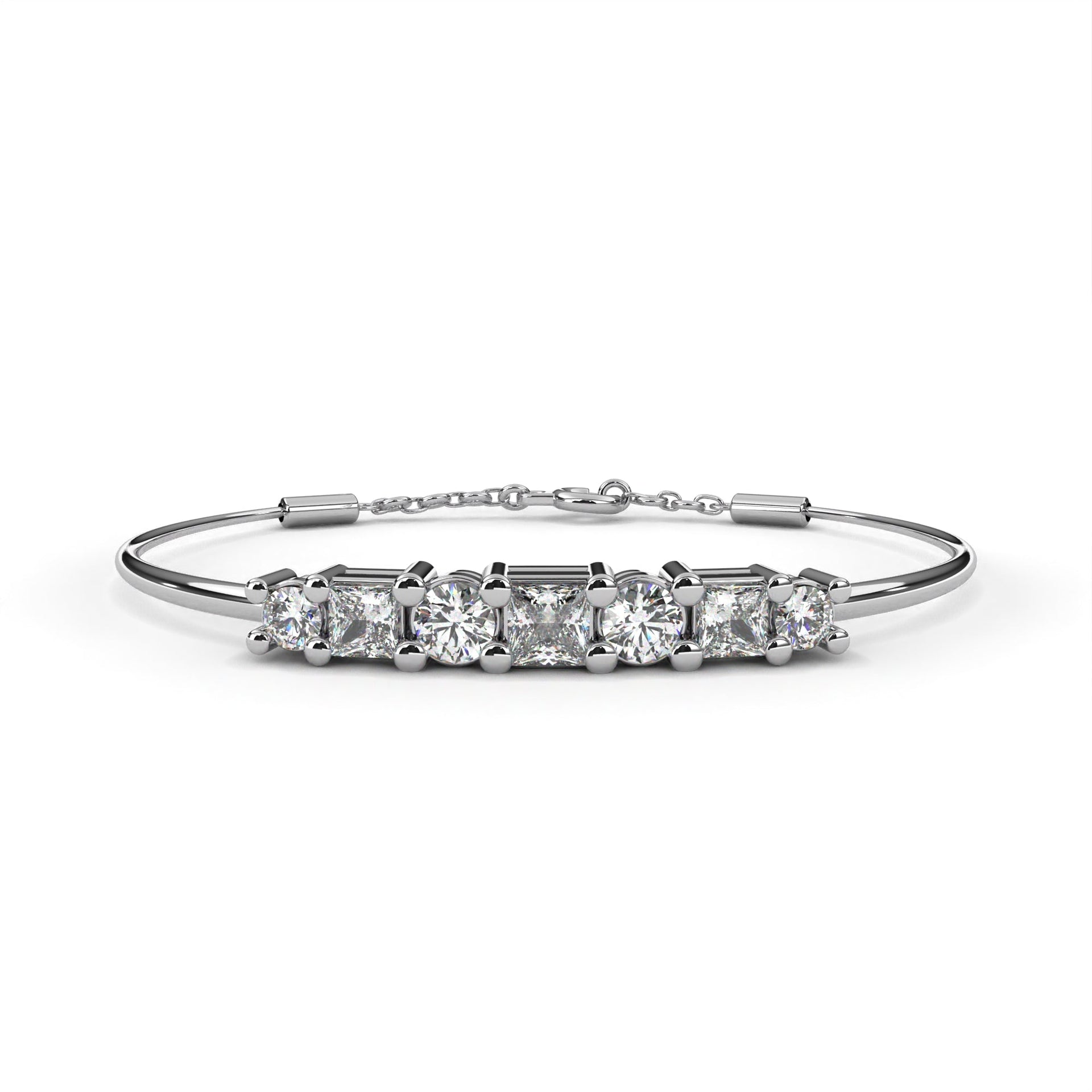 Round-Cut Lab-grown Diamond Bangles in 10K White Gold