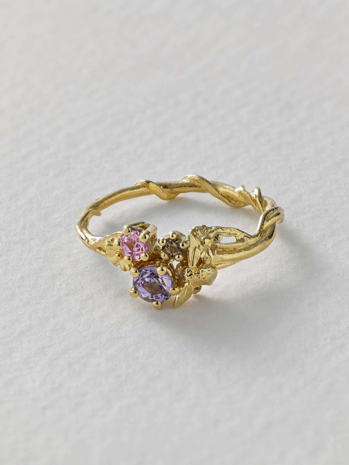Beekeeper Lilac, Pink and Golden Yellow Sapphire Trilogy Ring
