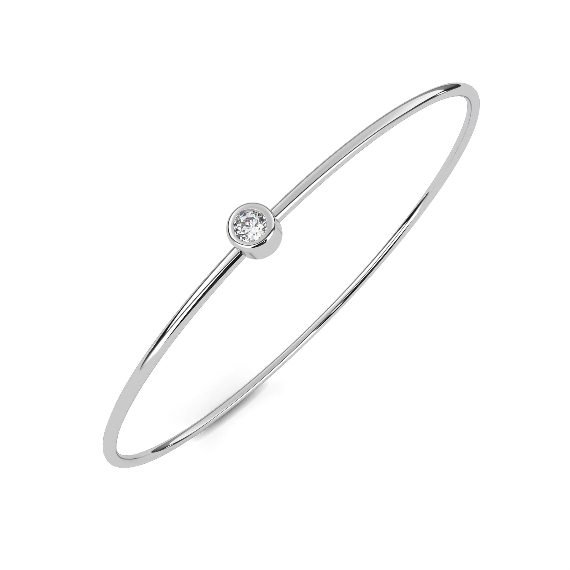 Round-Cut Lab-grown Diamond Solitaire Bangles in 10K White Gold