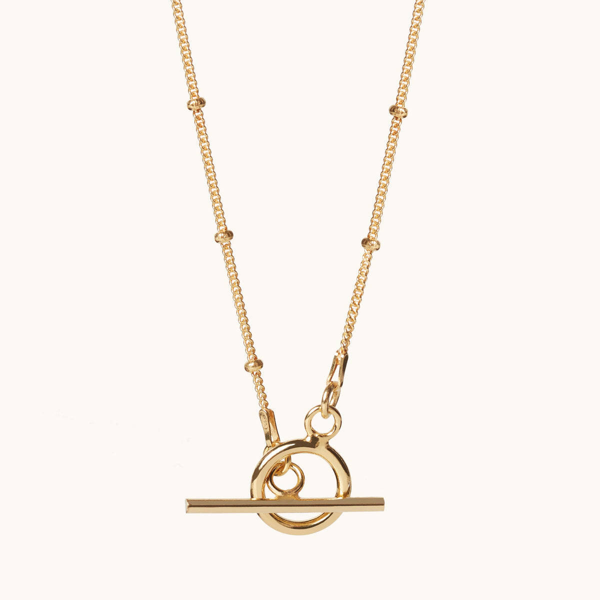 T Bar Bead Necklace Gold