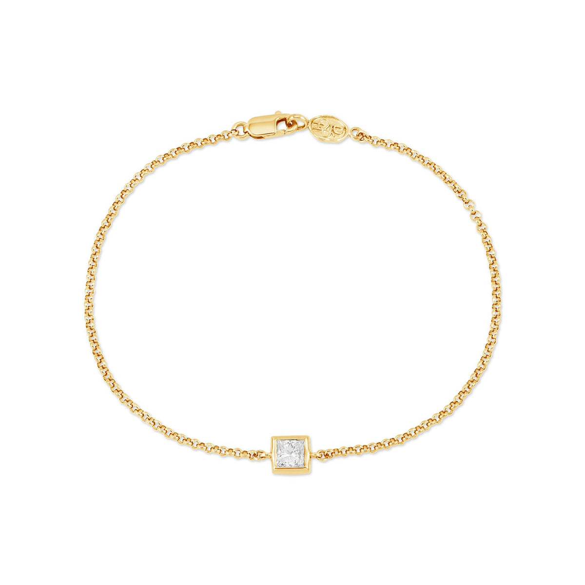 9k Square 4mm Diamond Tutti-Frutti Chain Bracelet