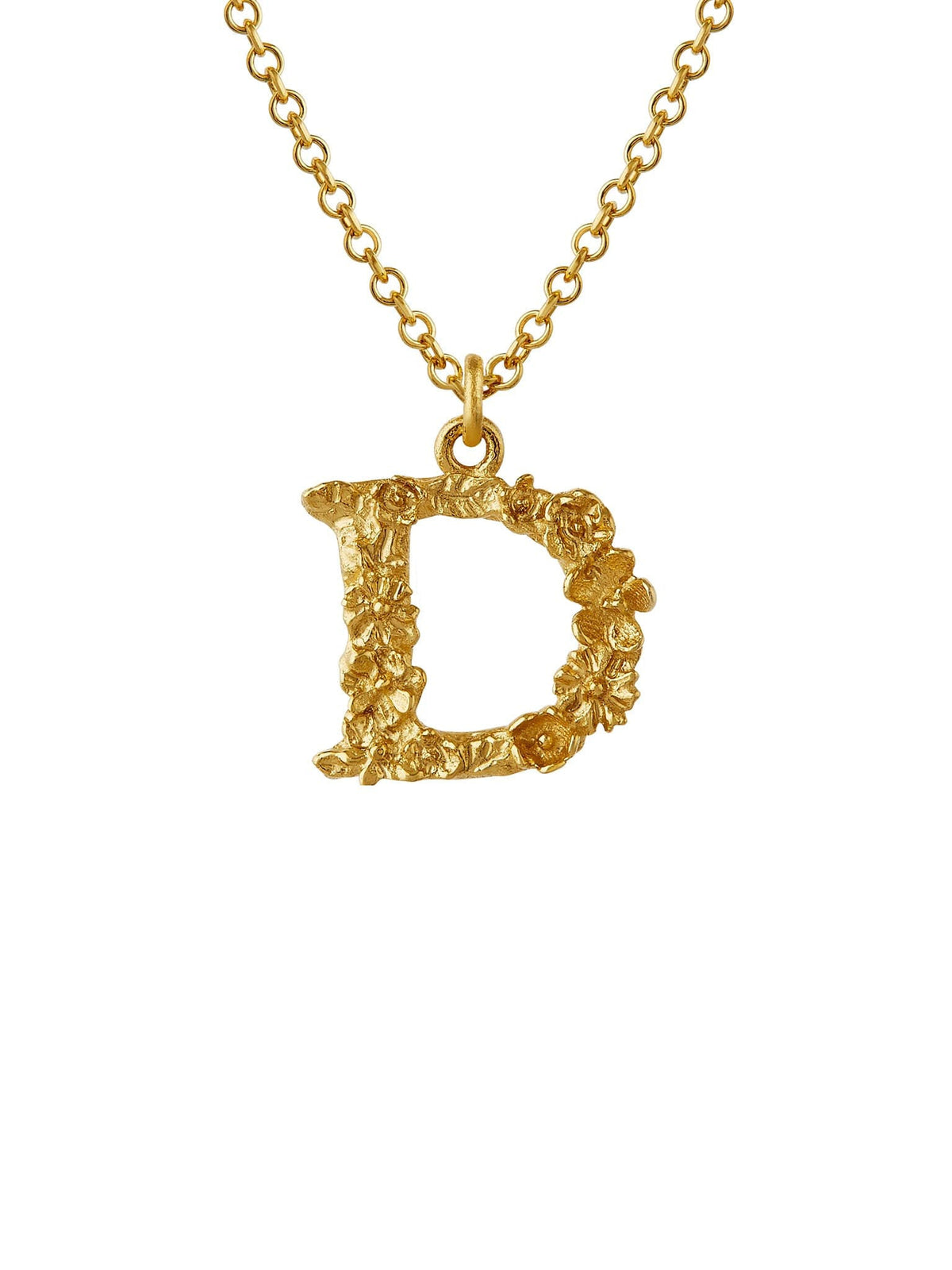 Teeny Tiny Floral Letter D Necklace