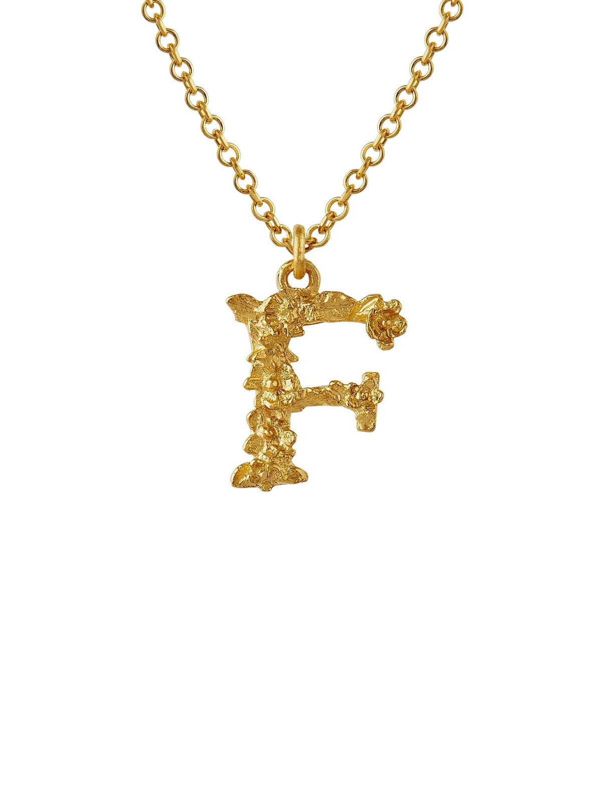 Teeny Tiny Floral Letter F Necklace