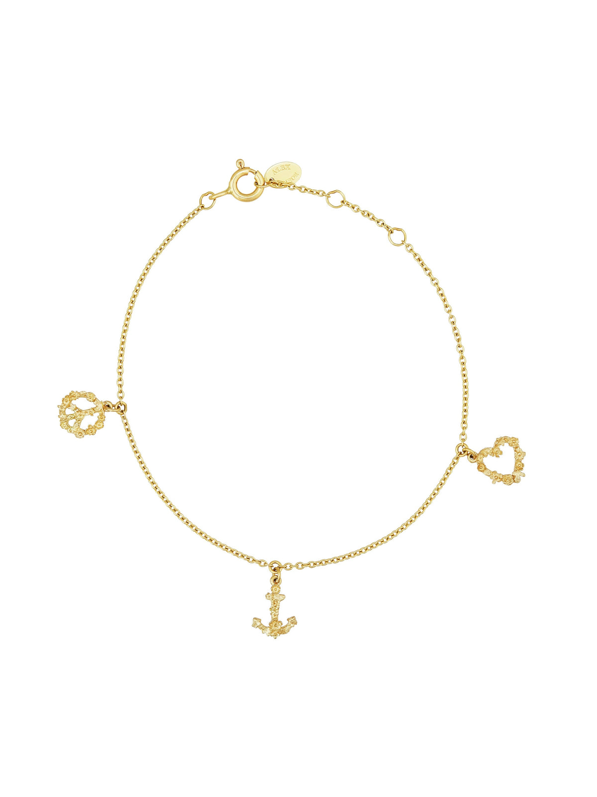 Tiny Floral Faith, Hope & Charity Charm Bracelet