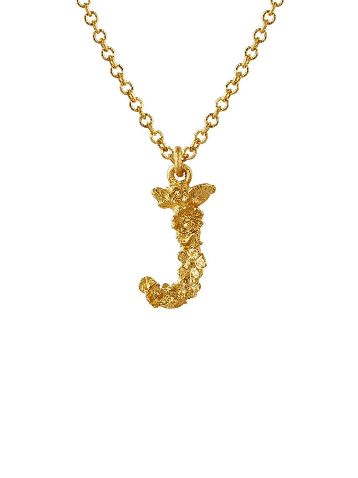 Teeny Tiny Floral Letter J Necklace
