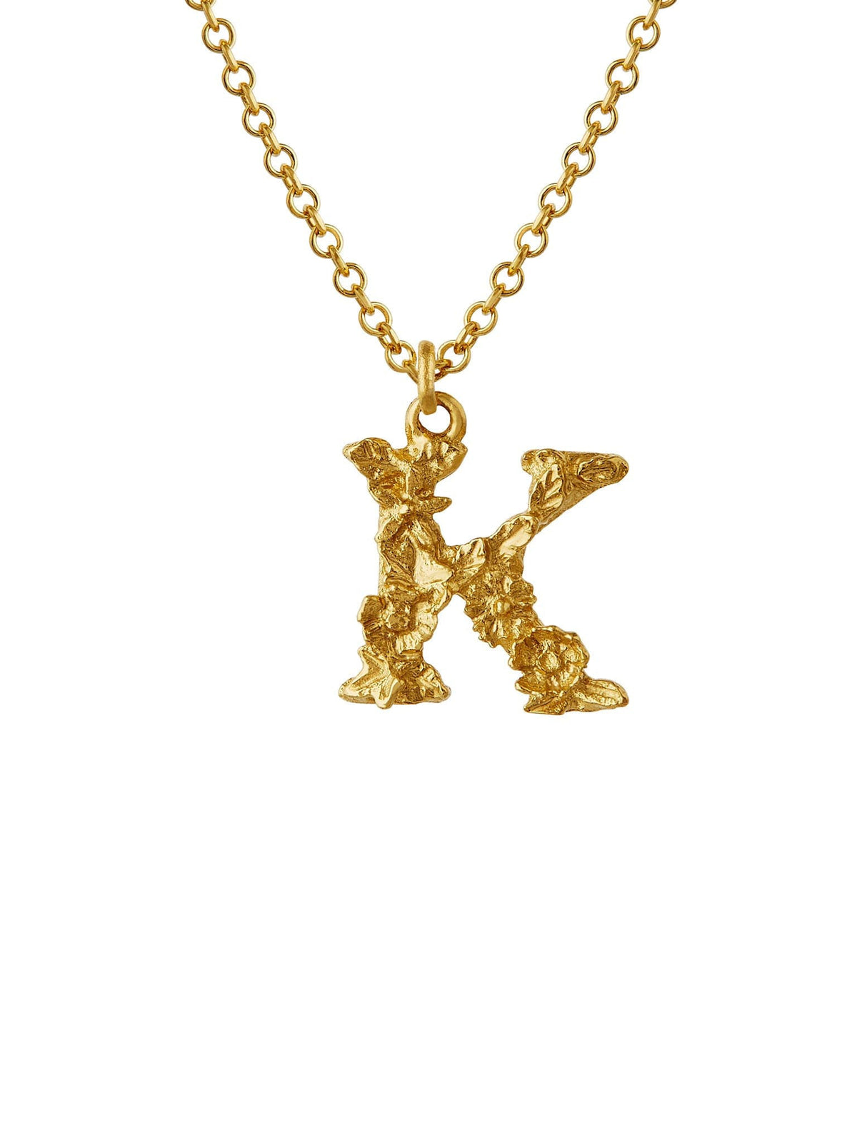 Teeny Tiny Floral Letter K Necklace