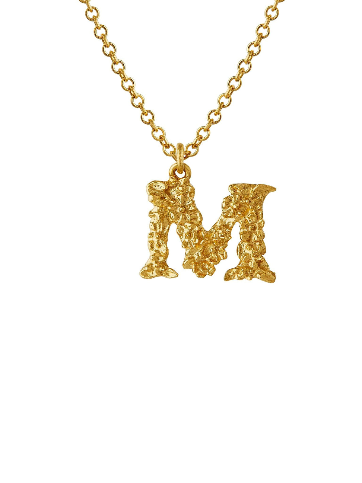 Teeny Tiny Floral Letter M Necklace