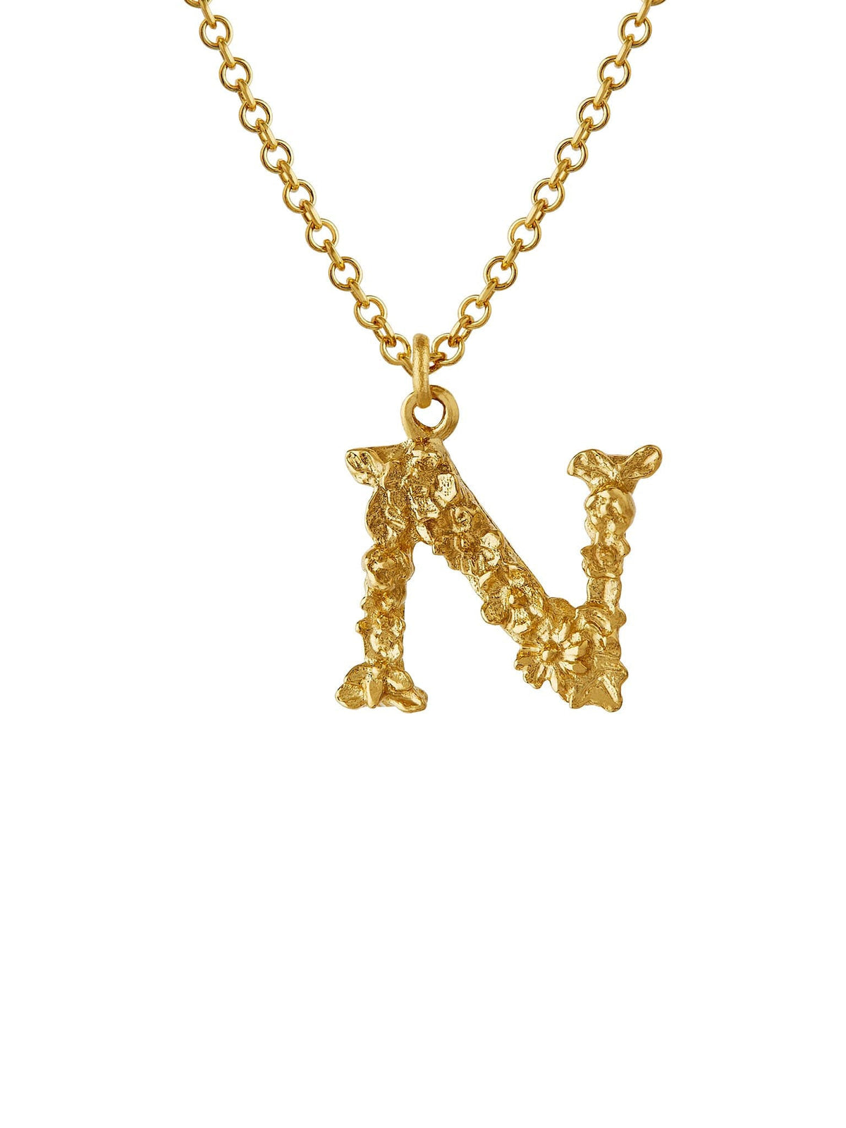 Teeny Tiny Floral Letter N Necklace
