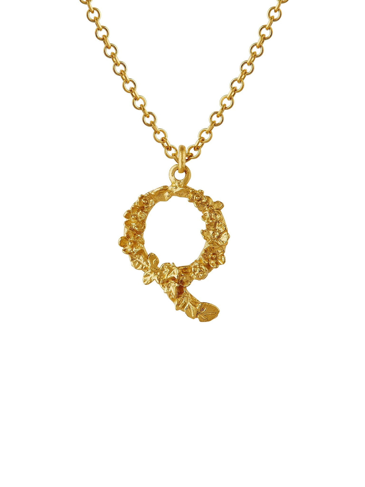 Teeny Tiny Floral Letter Q Necklace