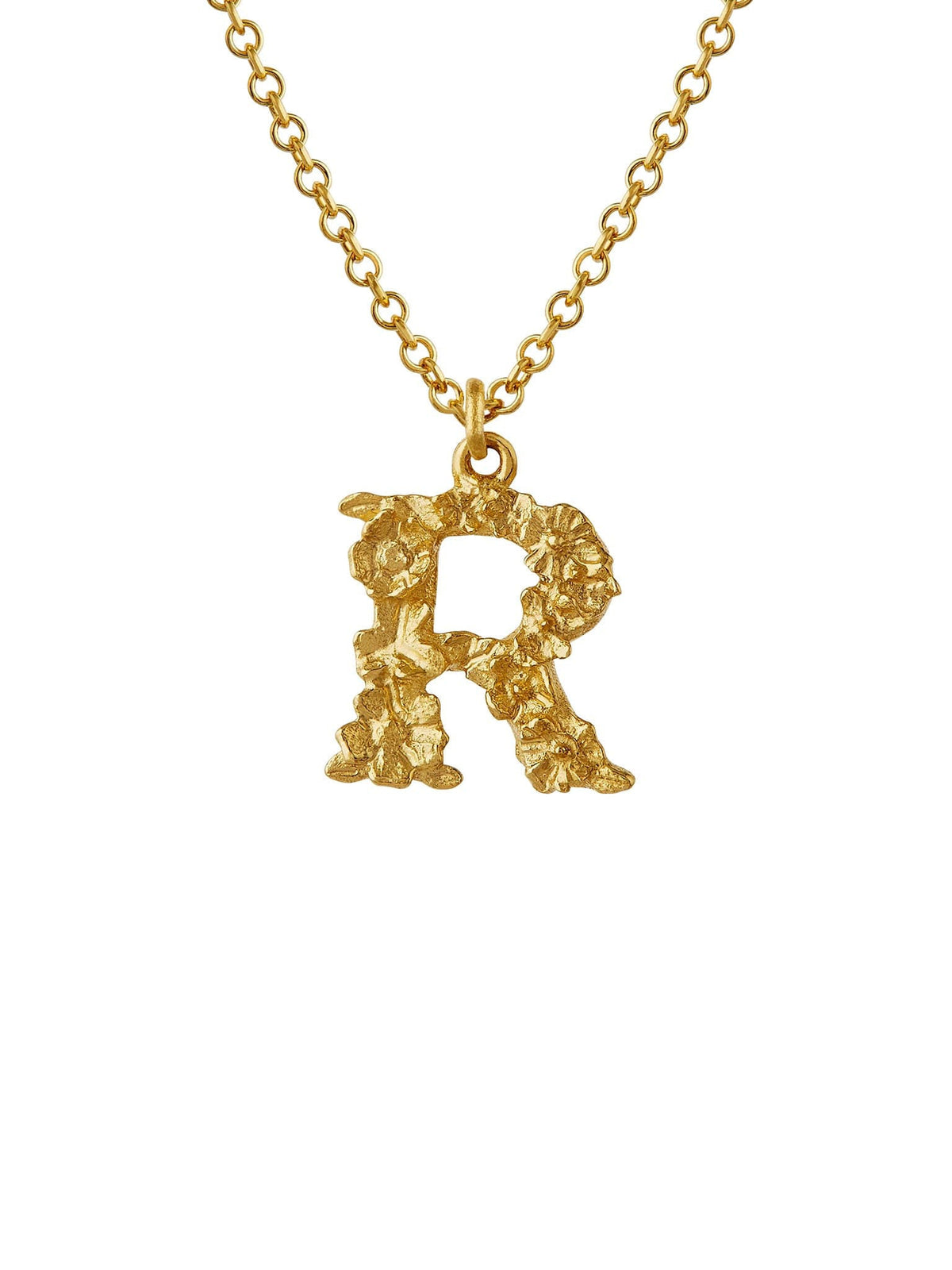 Teeny Tiny Floral Letter R Necklace