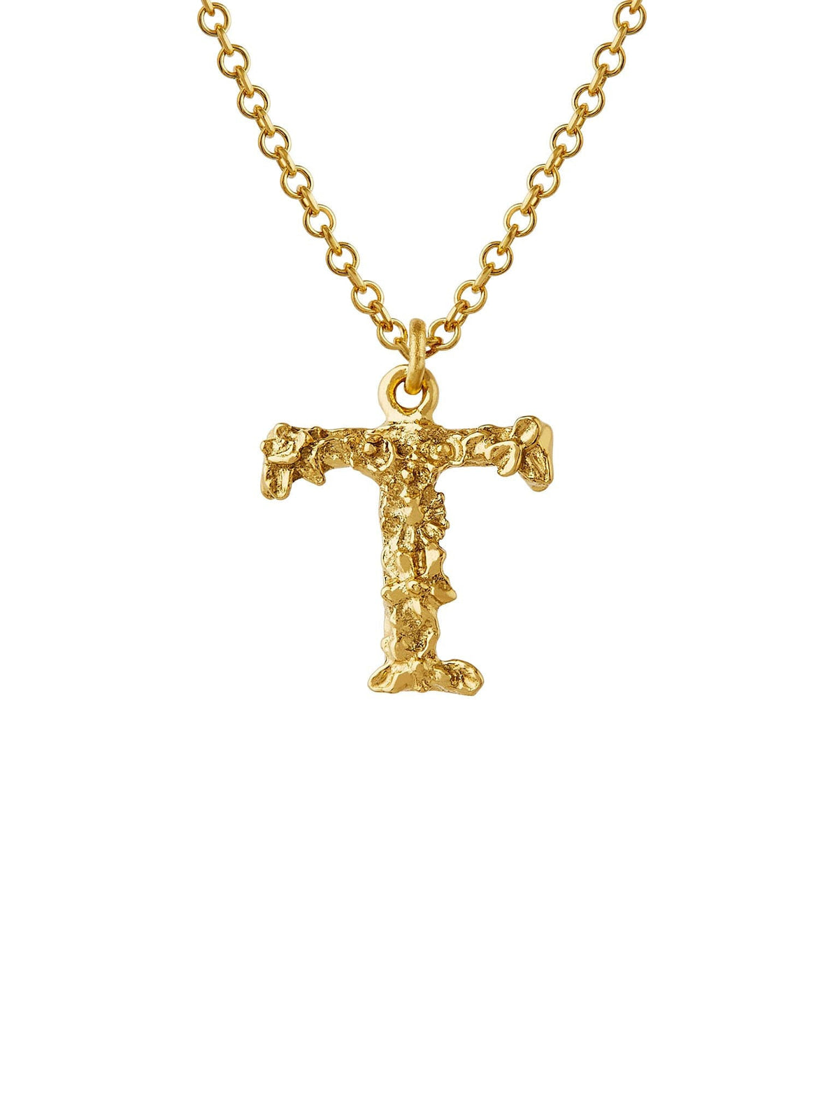 Teeny Tiny Floral Letter T Necklace