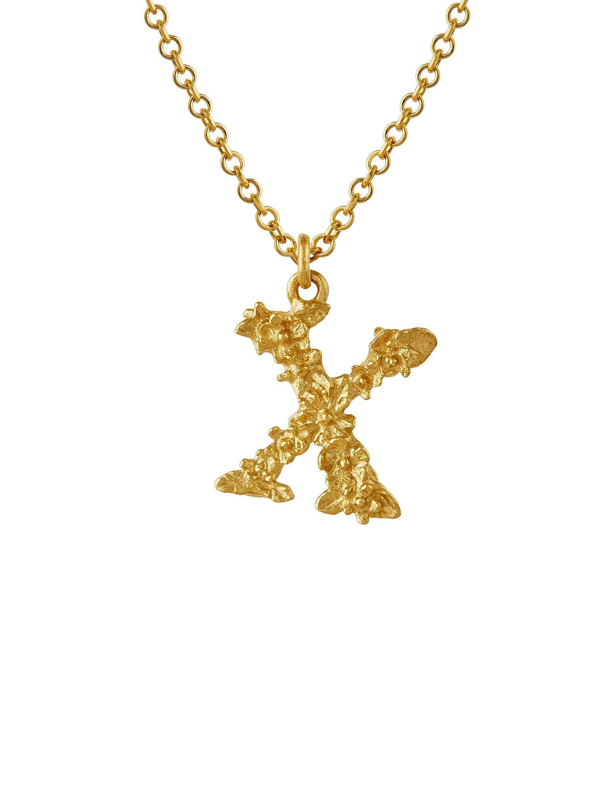 Teeny Tiny Floral Letter X Necklace