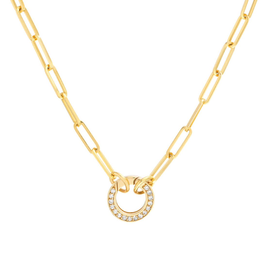 Diamond Circle Push Lock Necklace