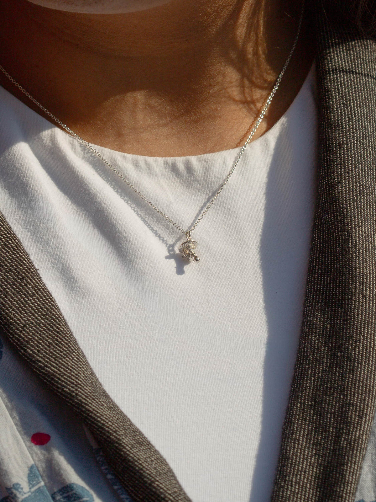Mushroom with Sheltering Mouse Necklace