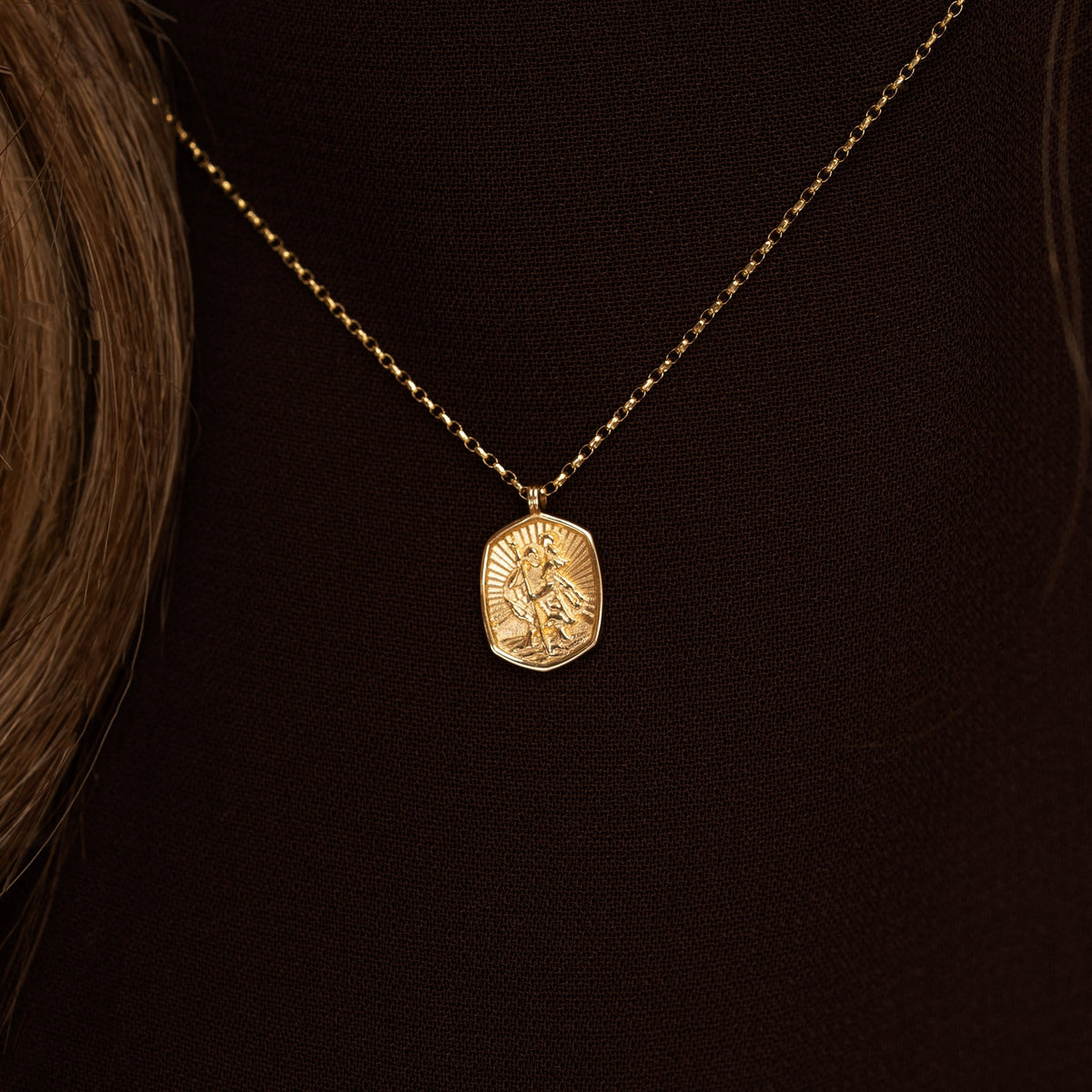 9k Gold St. Christopher Tiny Talisman Necklace