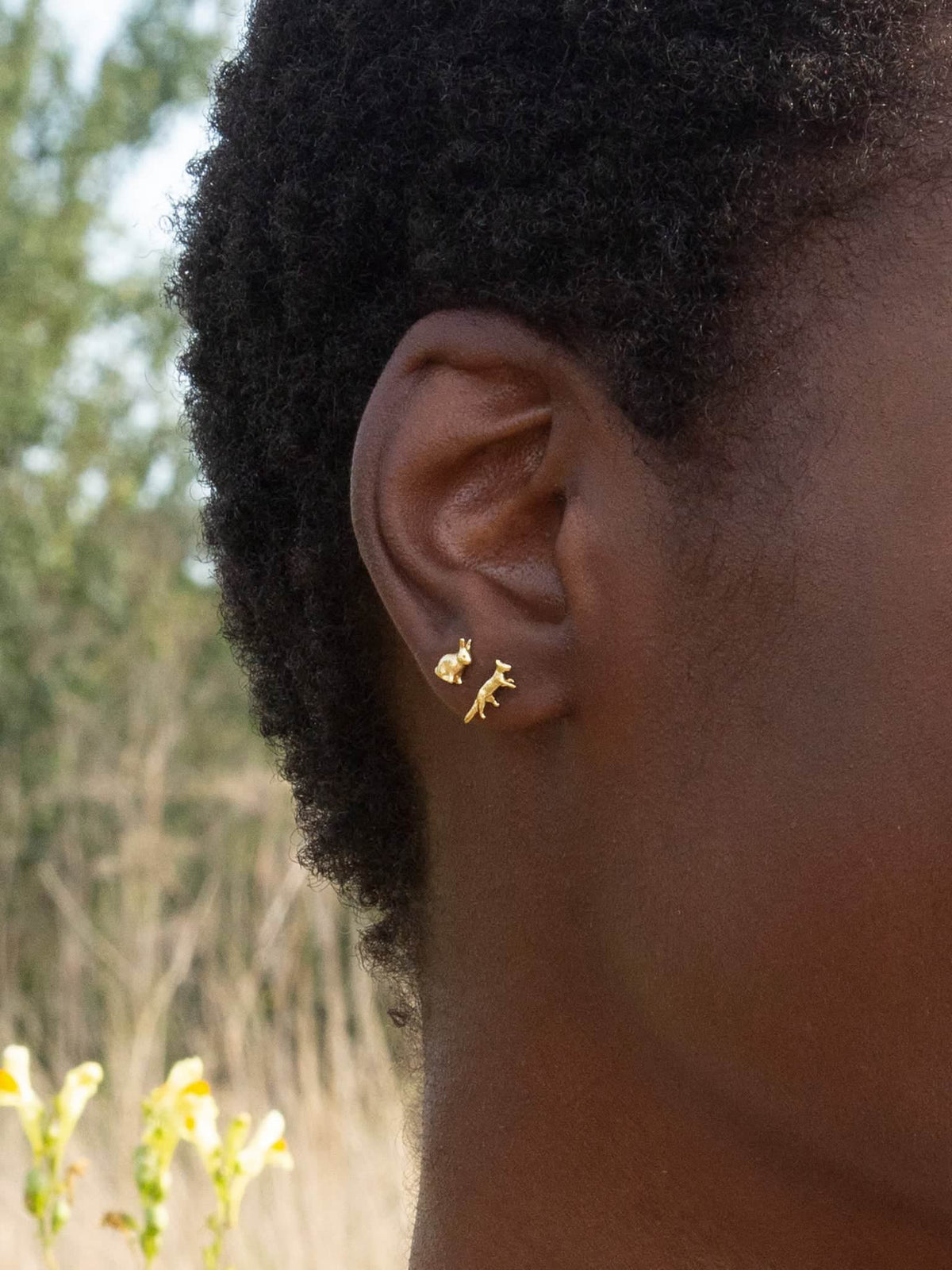 Teeny Tiny Sitting Bunny Single Stud Earring