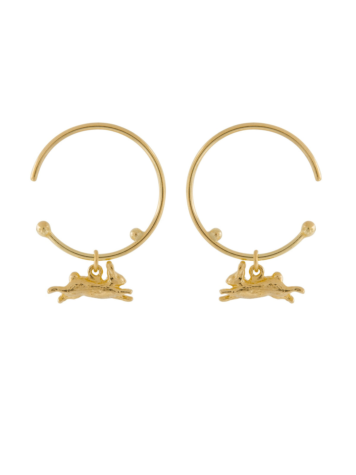 Teeny Tiny Leaping Rabbit Hoop Earrings